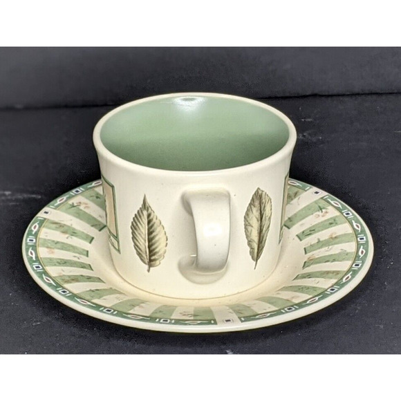 Pfaltzgraff Naturewood Cup and Saucer SET OF 2 Garden Herb Birdhouse 8 oz ea - Picture 6 of 10